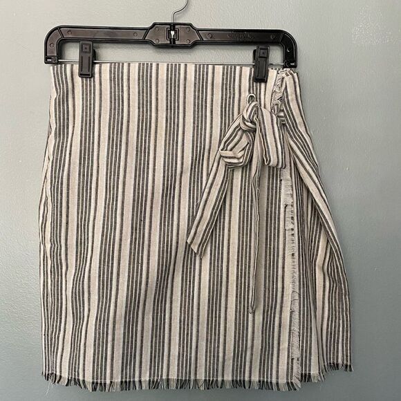 Fashion on Earth faux wrap striped mini skirt L - Picture 1 of 10
